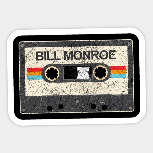 kurniamarga vintage cassette tape Bill Monroe Sticker by kurniamarga.artisticcolorful